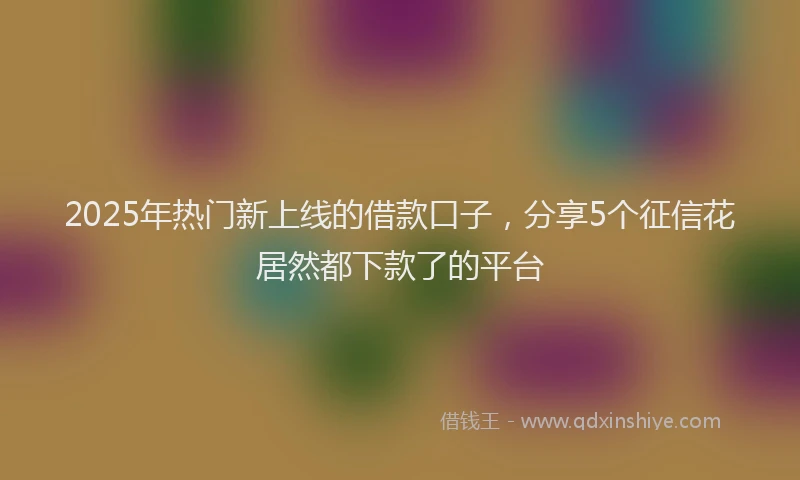 2025年热门新上线的借款口子，分享5个征信花居然都下款了的平台