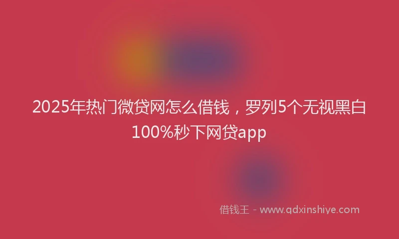 2025年热门微贷网怎么借钱，罗列5个无视黑白100%秒下网贷app