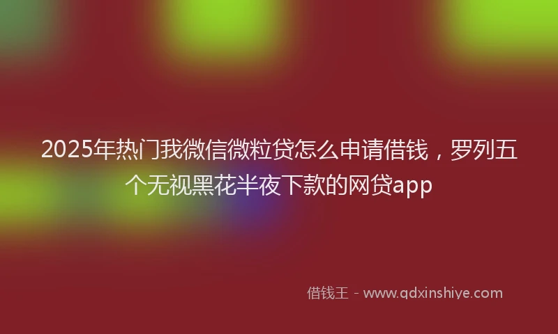 2025年热门我微信微粒贷怎么申请借钱，罗列五个无视黑花半夜下款的网贷app