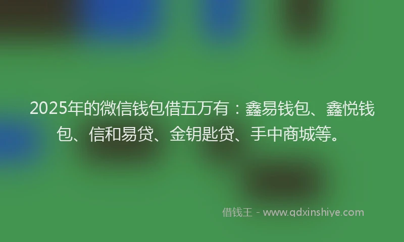 2025年的微信钱包借五万有：鑫易钱包、鑫悦钱包、信和易贷、金钥匙贷、手中商城等。