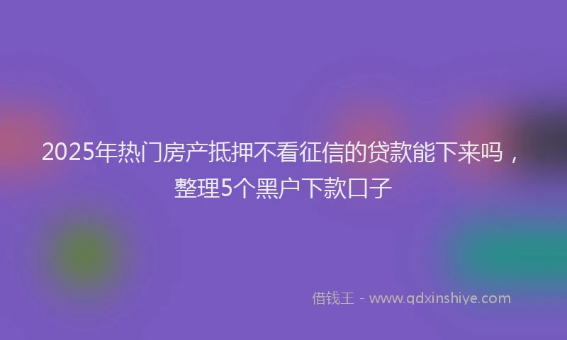 2025年热门房产抵押不看征信的贷款能下来吗，整理5个黑户下款口子