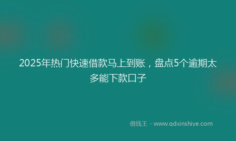 2025年热门快速借款马上到账，盘点5个逾期太多能下款口子