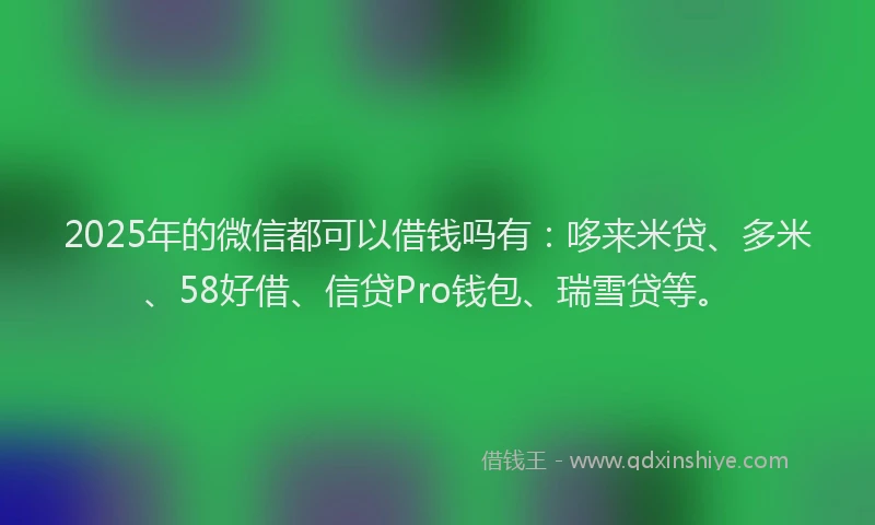 2025年的微信都可以借钱吗有：哆来米贷、多米、58好借、信贷Pro钱包、瑞雪贷等。