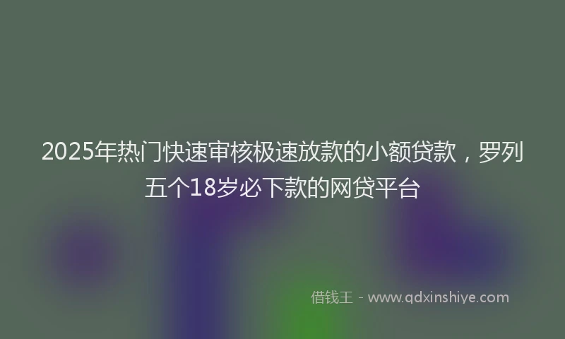 2025年热门快速审核极速放款的小额贷款，罗列五个18岁必下款的网贷平台