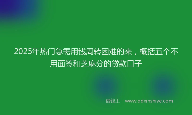 2025年热门急需用钱周转困难的来，概括五个不用面签和芝麻分的贷款口子