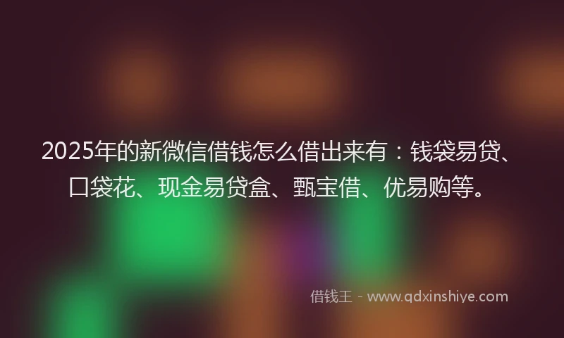 2025年的新微信借钱怎么借出来有：钱袋易贷、口袋花、现金易贷盒、甄宝借、优易购等。