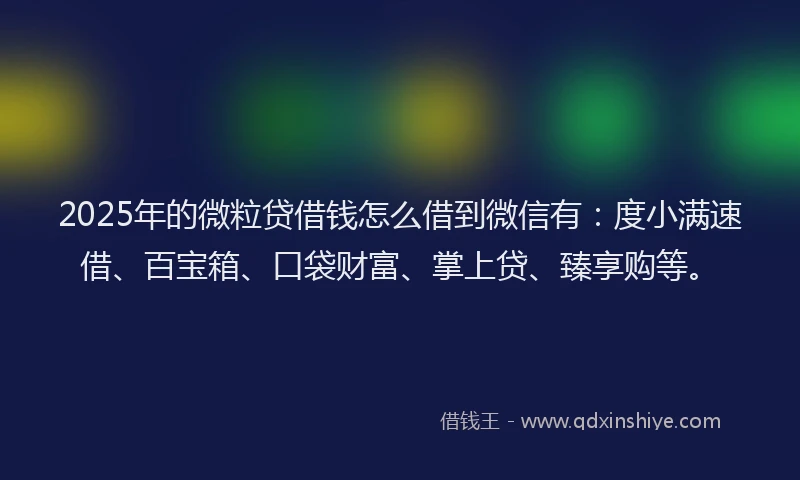 2025年的微粒贷借钱怎么借到微信有：度小满速借、百宝箱、口袋财富、掌上贷、臻享购等。