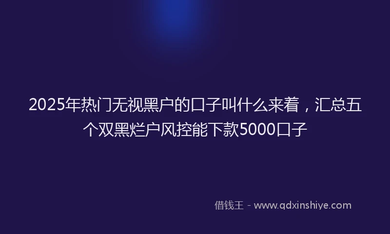 2025年热门无视黑户的口子叫什么来着，汇总五个双黑烂户风控能下款5000口子