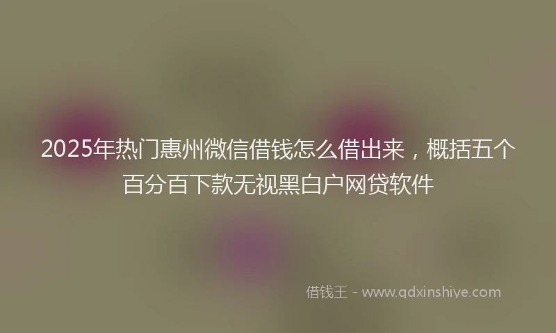 2025年热门惠州微信借钱怎么借出来，概括五个百分百下款无视黑白户网贷软件