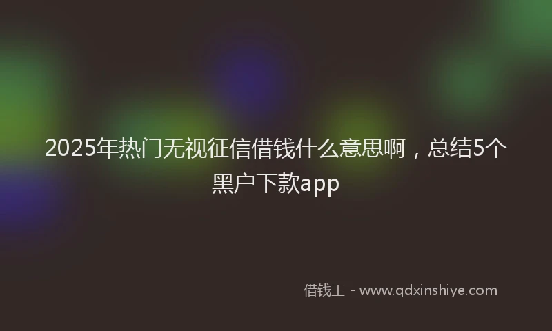 2025年热门无视征信借钱什么意思啊，总结5个黑户下款app