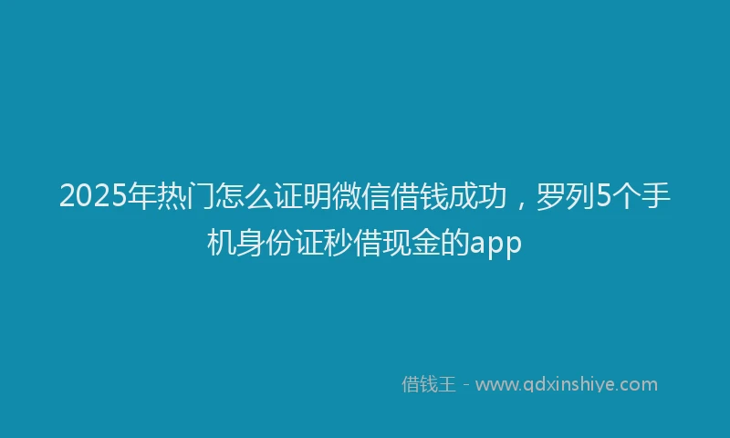 2025年热门怎么证明微信借钱成功，罗列5个手机身份证秒借现金的app
