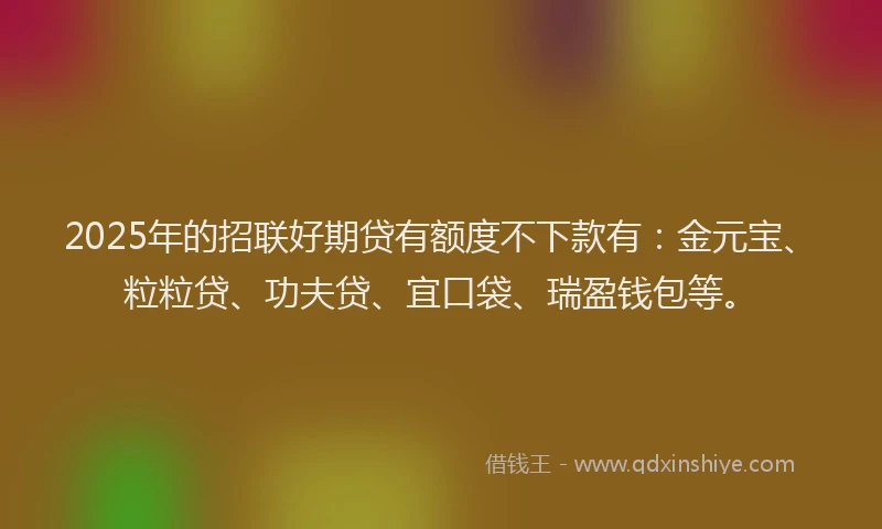 2025年的招联好期贷有额度不下款有：金元宝、粒粒贷、功夫贷、宜口袋、瑞盈钱包等。