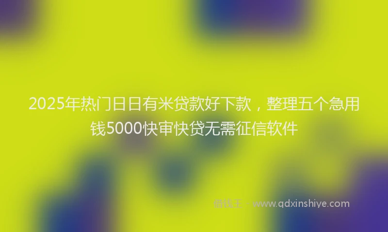 2025年热门日日有米贷款好下款，整理五个急用钱5000快审快贷无需征信软件