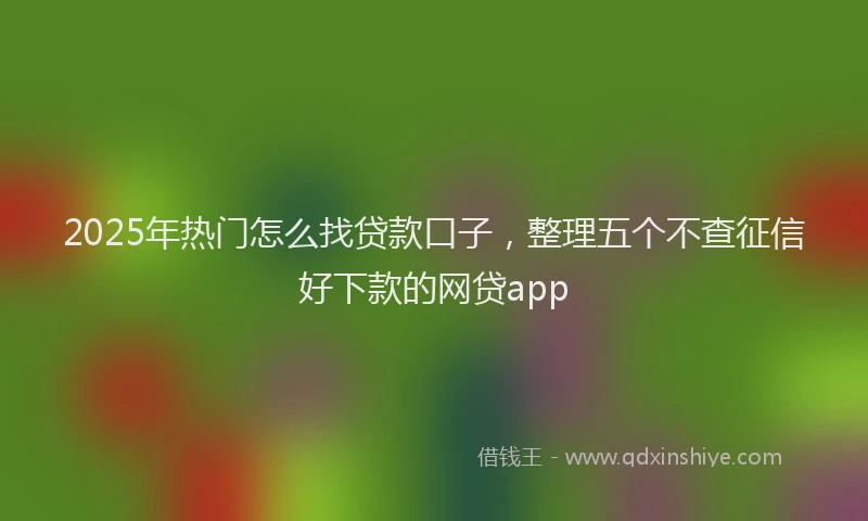 2025年热门怎么找贷款口子，整理五个不查征信好下款的网贷app