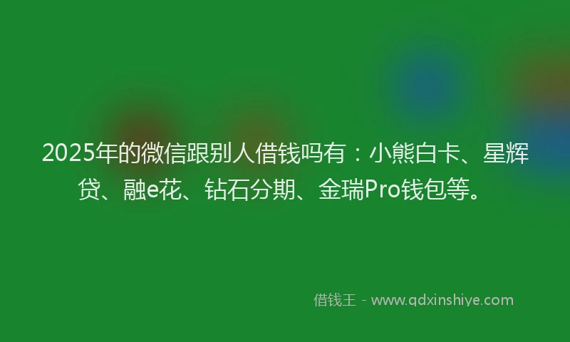 2025年的微信跟别人借钱吗有：小熊白卡、星辉贷、融e花、钻石分期、金瑞Pro钱包等。