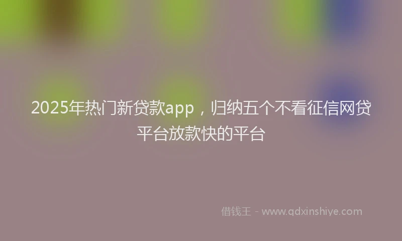 2025年热门新贷款app，归纳五个不看征信网贷平台放款快的平台