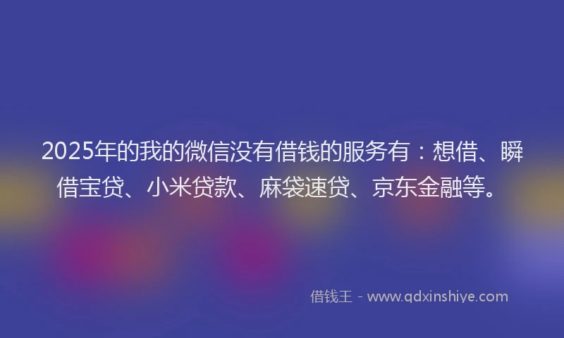 2025年的我的微信没有借钱的服务有：想借、瞬借宝贷、小米贷款、麻袋速贷、京东金融等。