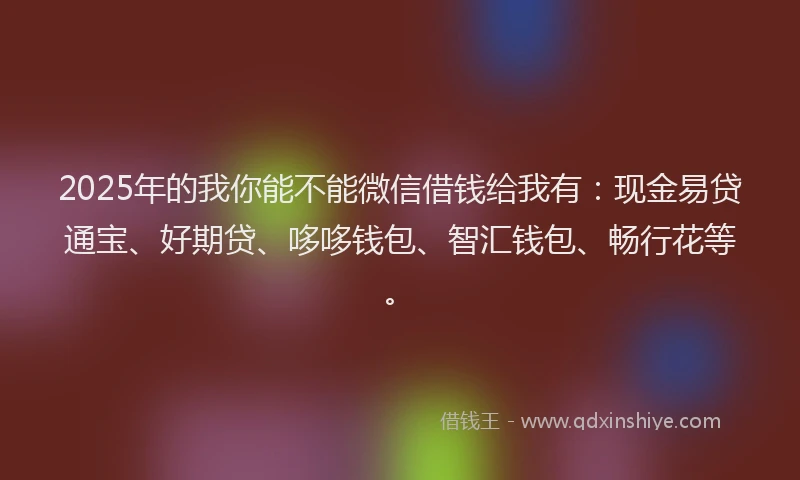 2025年的我你能不能微信借钱给我有：现金易贷通宝、好期贷、哆哆钱包、智汇钱包、畅行花等。