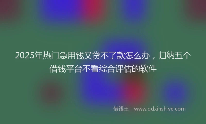 2025年热门急用钱又贷不了款怎么办，归纳五个借钱平台不看综合评估的软件