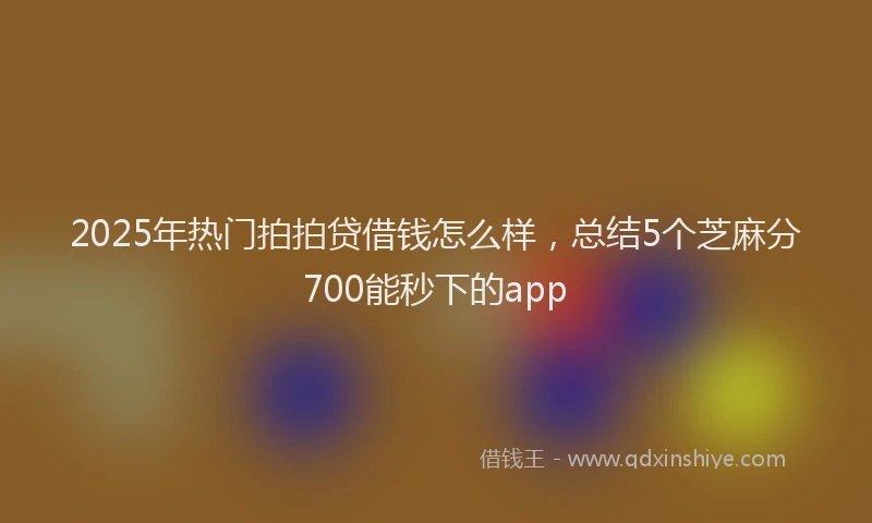 2025年热门拍拍贷借钱怎么样，总结5个芝麻分700能秒下的app