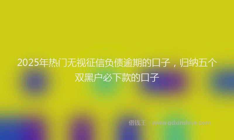 2025年热门无视征信负债逾期的口子，归纳五个双黑户必下款的口子