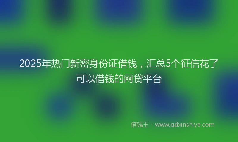 2025年热门新密身份证借钱，汇总5个征信花了可以借钱的网贷平台