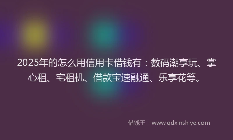 2025年的怎么用信用卡借钱有：数码潮享玩、掌心租、宅租机、借款宝速融通、乐享花等。