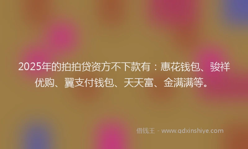 2025年的拍拍贷资方不下款有：惠花钱包、骏祥优购、翼支付钱包、天天富、金满满等。