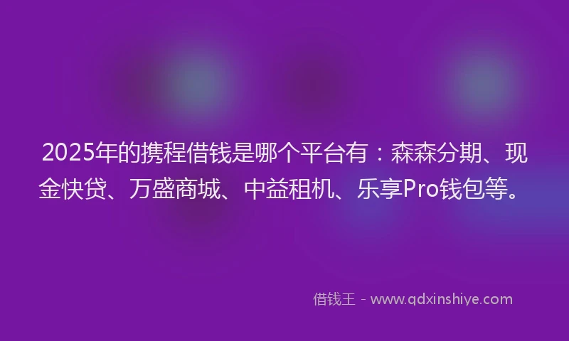 2025年的携程借钱是哪个平台有：森森分期、现金快贷、万盛商城、中益租机、乐享Pro钱包等。