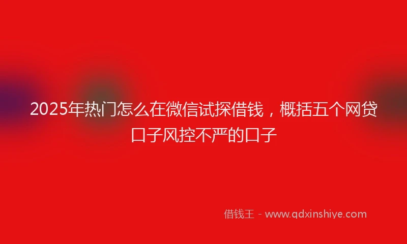 2025年热门怎么在微信试探借钱，概括五个网贷口子风控不严的口子