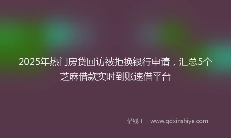 2025年热门房贷回访被拒换银行申请，汇总5个芝麻借款实时到账速借平台