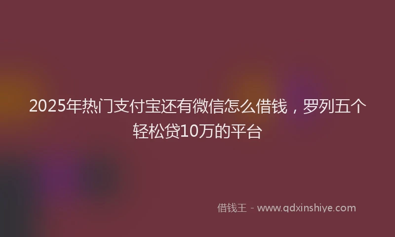 2025年热门支付宝还有微信怎么借钱，罗列五个轻松贷10万的平台