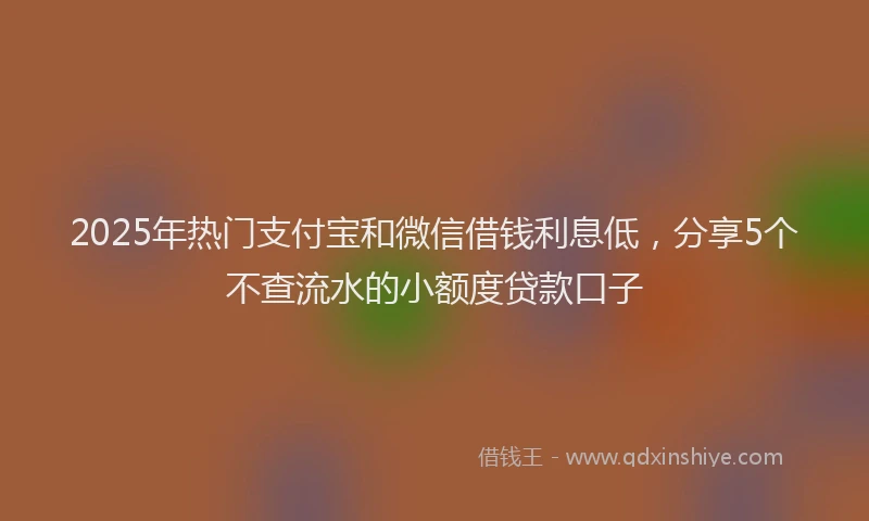 2025年热门支付宝和微信借钱利息低，分享5个不查流水的小额度贷款口子