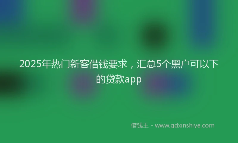 2025年热门新客借钱要求，汇总5个黑户可以下的贷款app