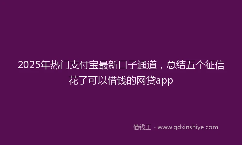 2025年热门支付宝最新口子通道，总结五个征信花了可以借钱的网贷app