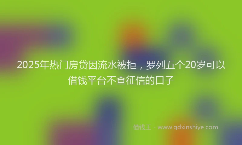 2025年热门房贷因流水被拒，罗列五个20岁可以借钱平台不查征信的口子