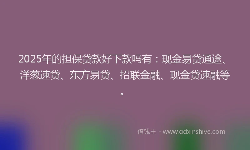 2025年的担保贷款好下款吗有：现金易贷通途、洋葱速贷、东方易贷、招联金融、现金贷速融等。