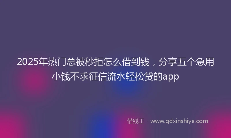 2025年热门总被秒拒怎么借到钱，分享五个急用小钱不求征信流水轻松贷的app