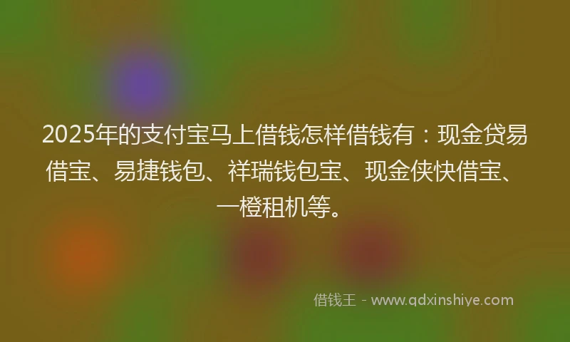 2025年的支付宝马上借钱怎样借钱有：现金贷易借宝、易捷钱包、祥瑞钱包宝、现金侠快借宝、一橙租机等。