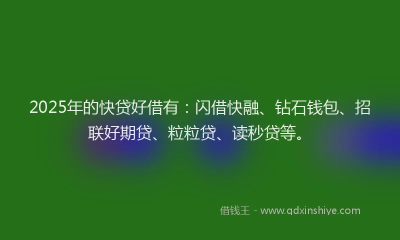 2025年的快贷好借有：闪借快融、钻石钱包、招联好期贷、粒粒贷、读秒贷等。