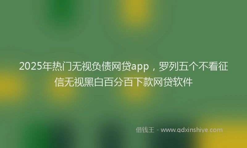 2025年热门无视负债网贷app，罗列五个不看征信无视黑白百分百下款网贷软件