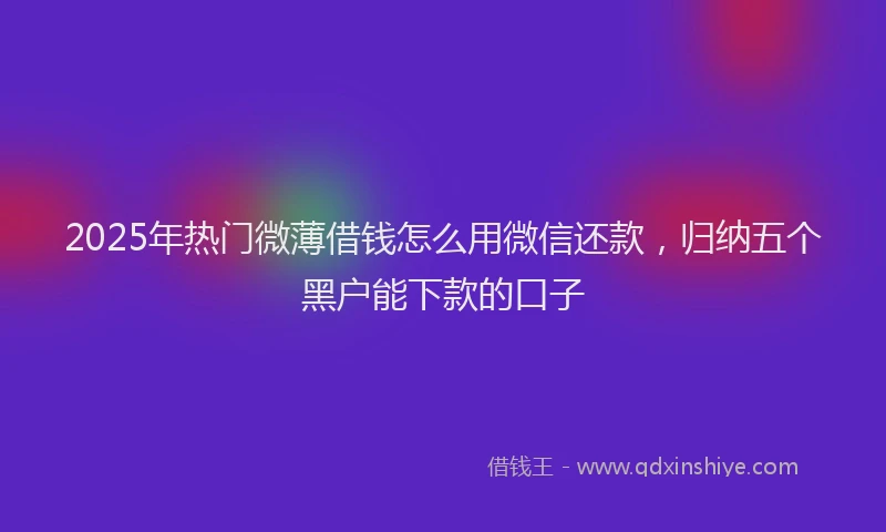 2025年热门微薄借钱怎么用微信还款，归纳五个黑户能下款的口子