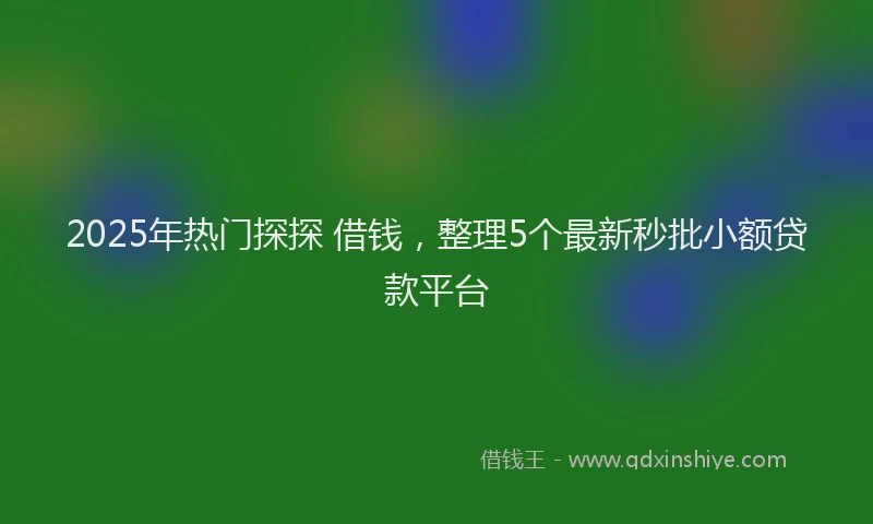 2025年热门探探 借钱，整理5个最新秒批小额贷款平台