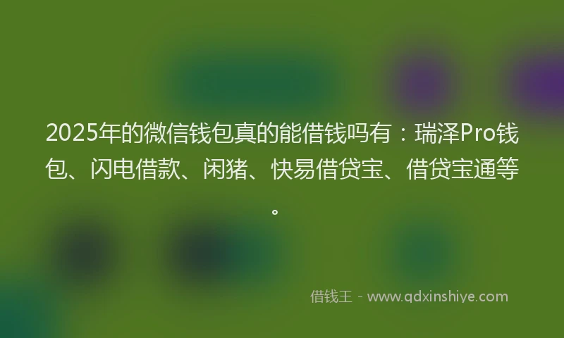 2025年的微信钱包真的能借钱吗有：瑞泽Pro钱包、闪电借款、闲猪、快易借贷宝、借贷宝通等。
