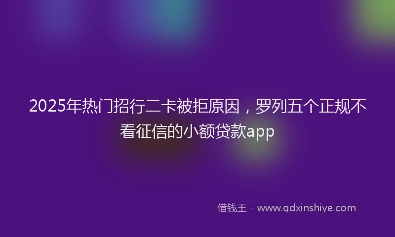 2025年热门招行二卡被拒原因，罗列五个正规不看征信的小额贷款app