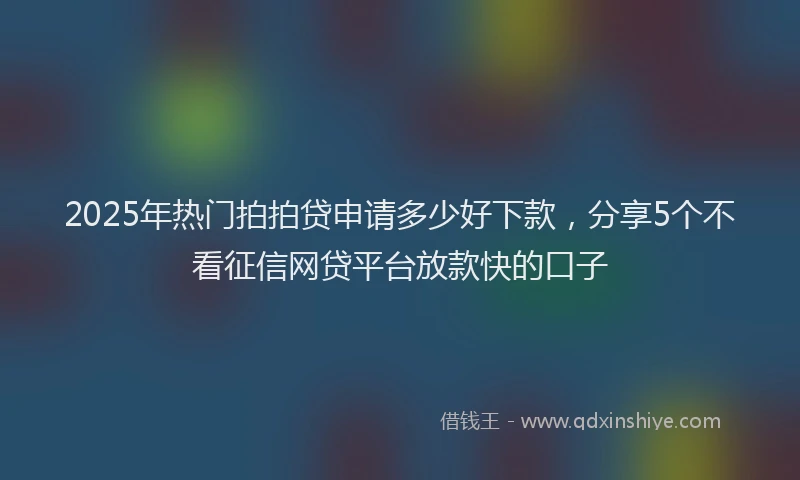 2025年热门拍拍贷申请多少好下款，分享5个不看征信网贷平台放款快的口子