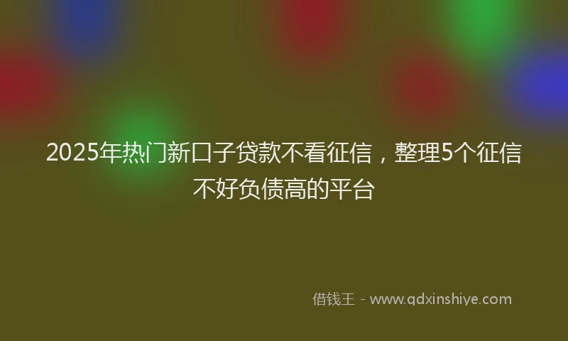 2025年热门新口子贷款不看征信，整理5个征信不好负债高的平台