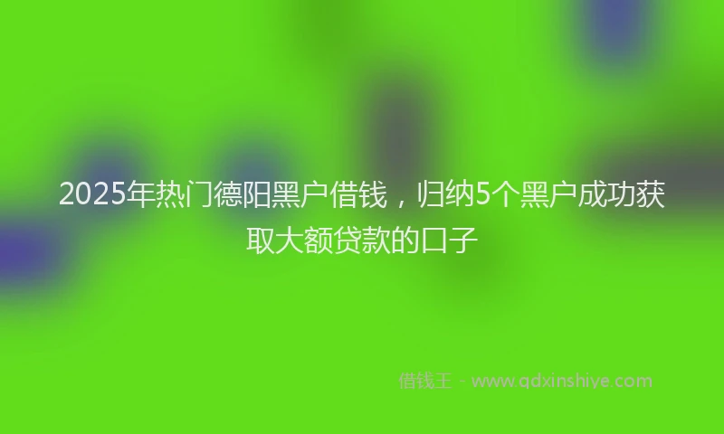 2025年热门德阳黑户借钱，归纳5个黑户成功获取大额贷款的口子