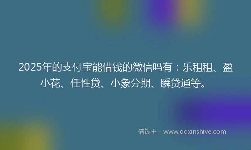 2025年的支付宝能借钱的微信吗有：乐租租、盈小花、任性贷、小象分期、瞬贷通等。