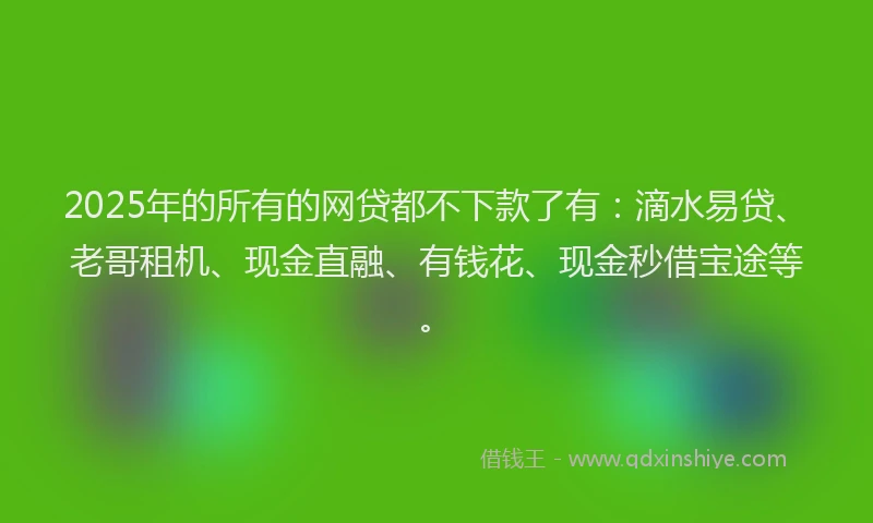 2025年的所有的网贷都不下款了有：滴水易贷、老哥租机、现金直融、有钱花、现金秒借宝途等。